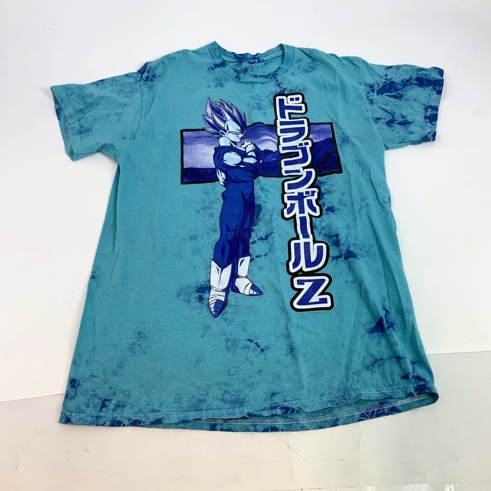 Kids Dragon Ball Z Vegeta Tie Dye T Shirt Blue Graphic Tee Size Small
